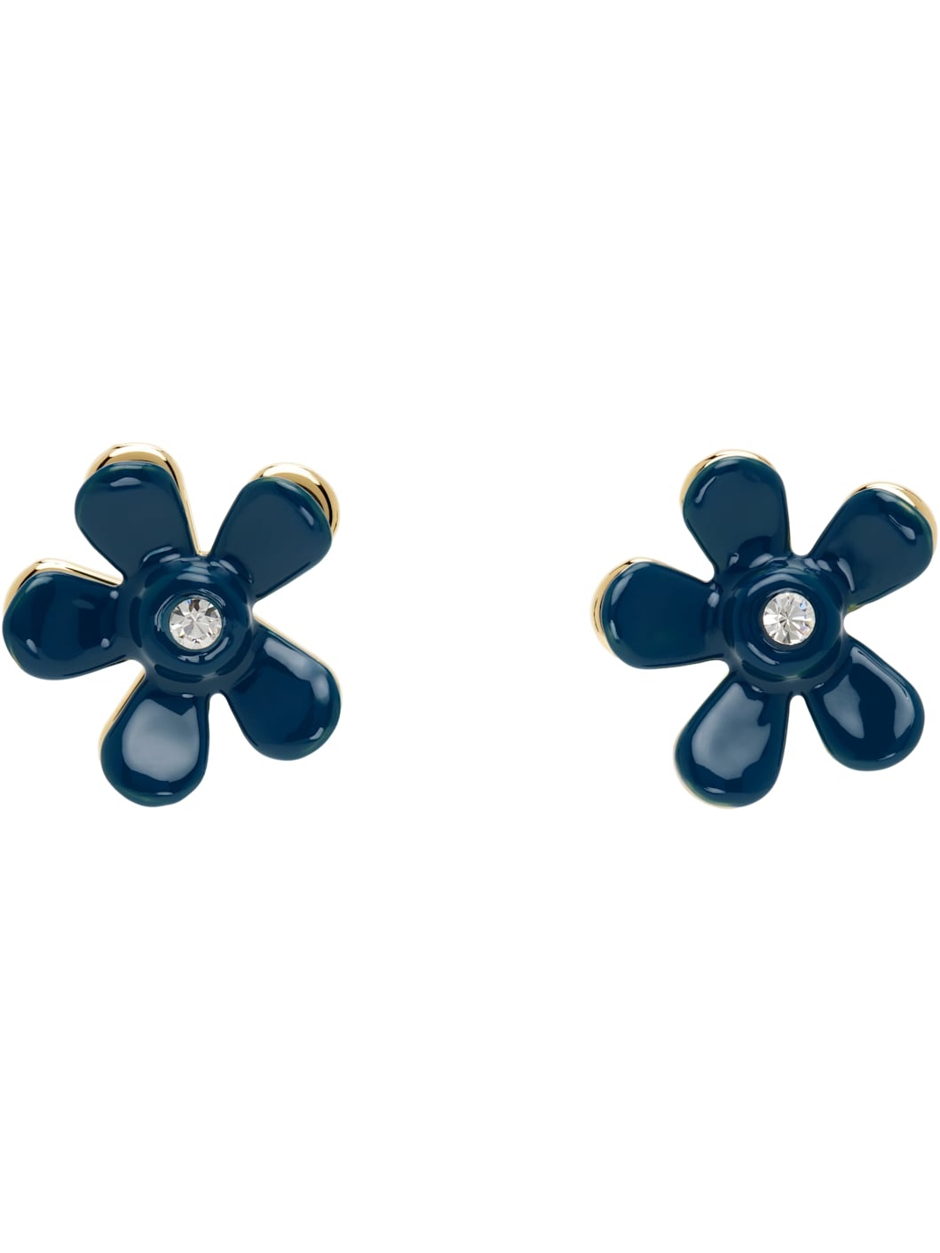 Blue & Gold Flower Pop Earrings - 1