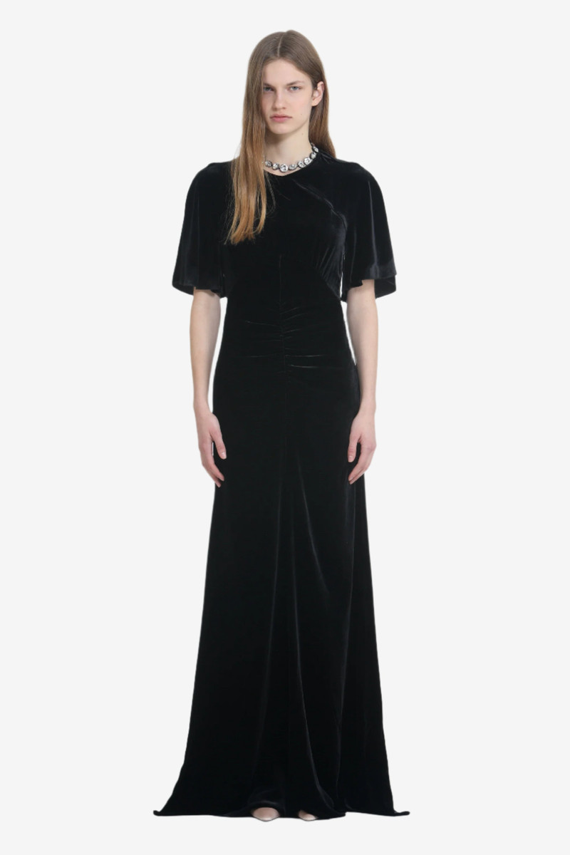 LONG VELVET DRESS WITH BACKLESS 1