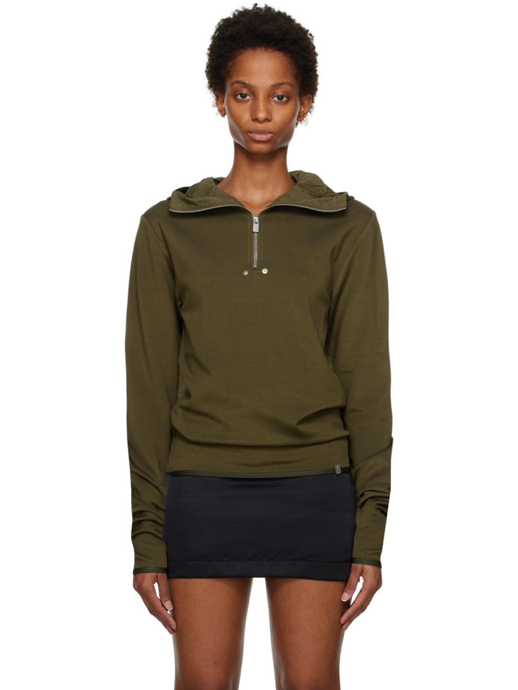Khaki Half-Zip Hoodie - 1