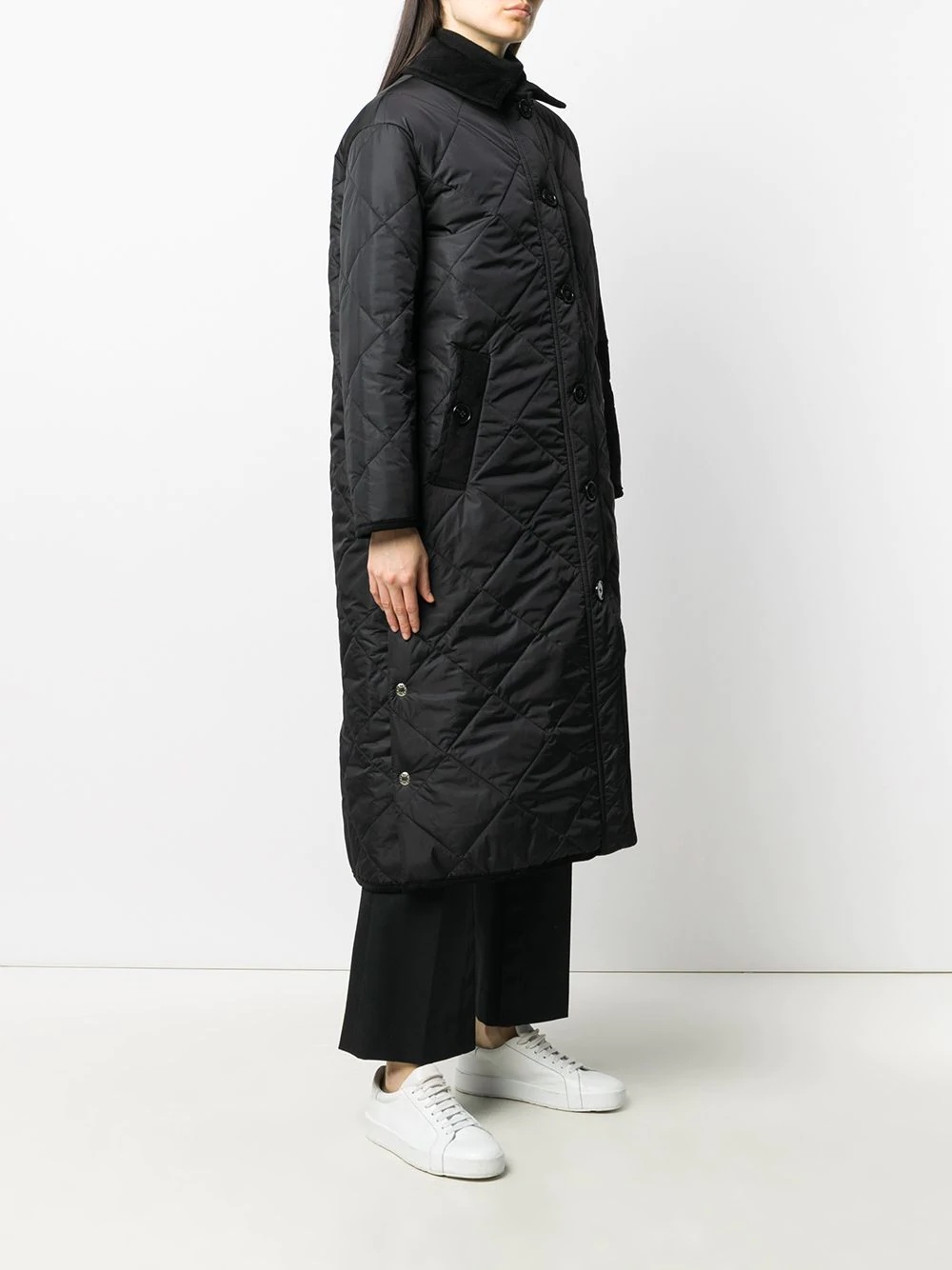 oversized quilted buttoned coat - 3