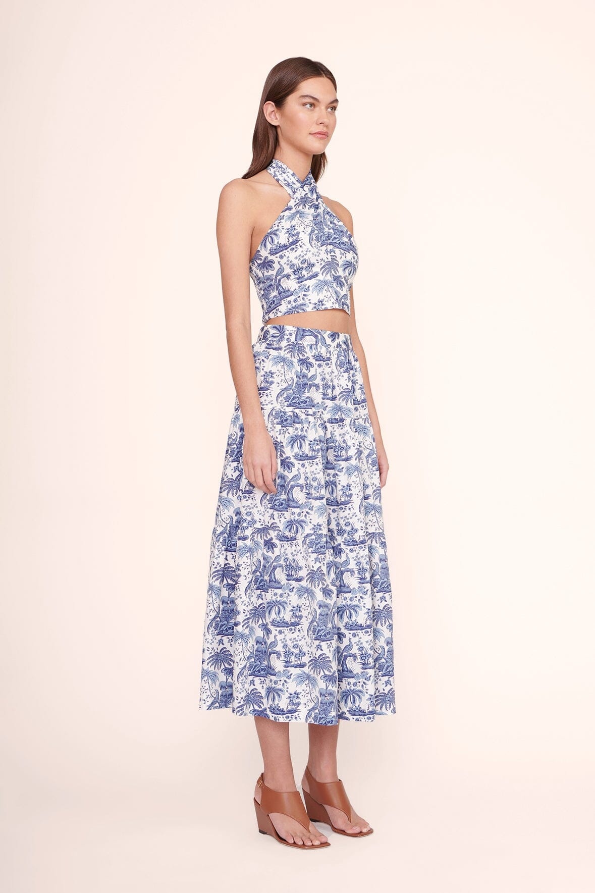 STAUD SEA SKIRT BLUE TOILE - 3