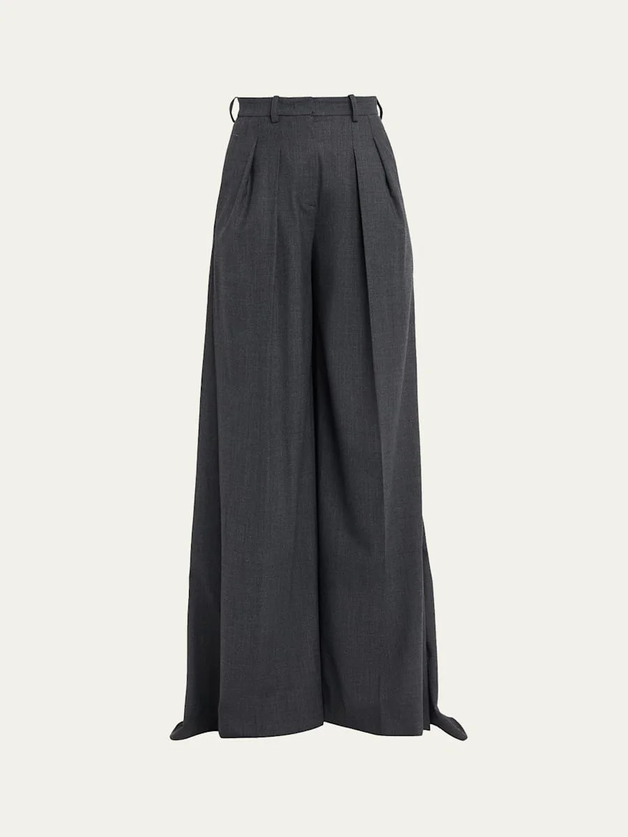 Opera Wide-Leg Stretch Wool Trousers - 1
