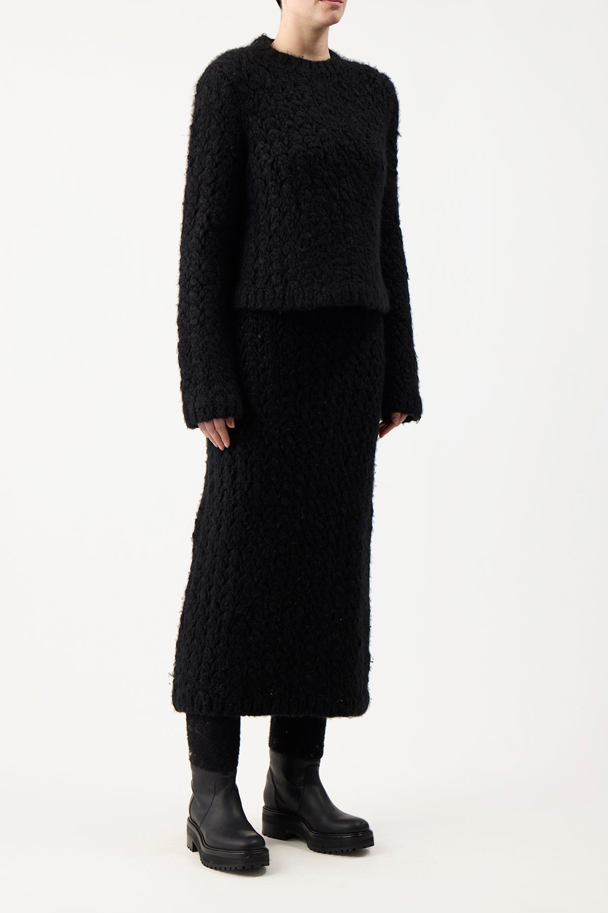 Collin Skirt in Black Welfat Cashmere - 3