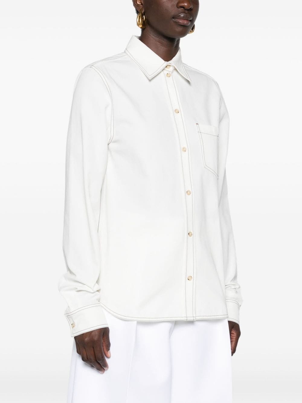 contrast-stitching organic cotton shirt - 3