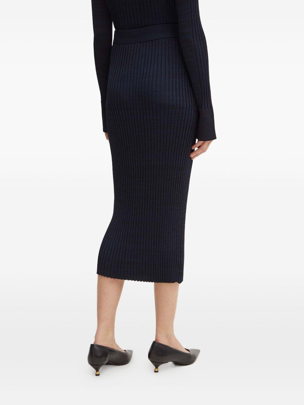 ribbed-knit midi skirt - 3