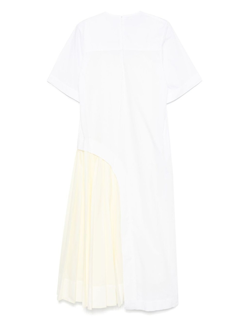 Plan C pleat-insert cotton midi dress outlook