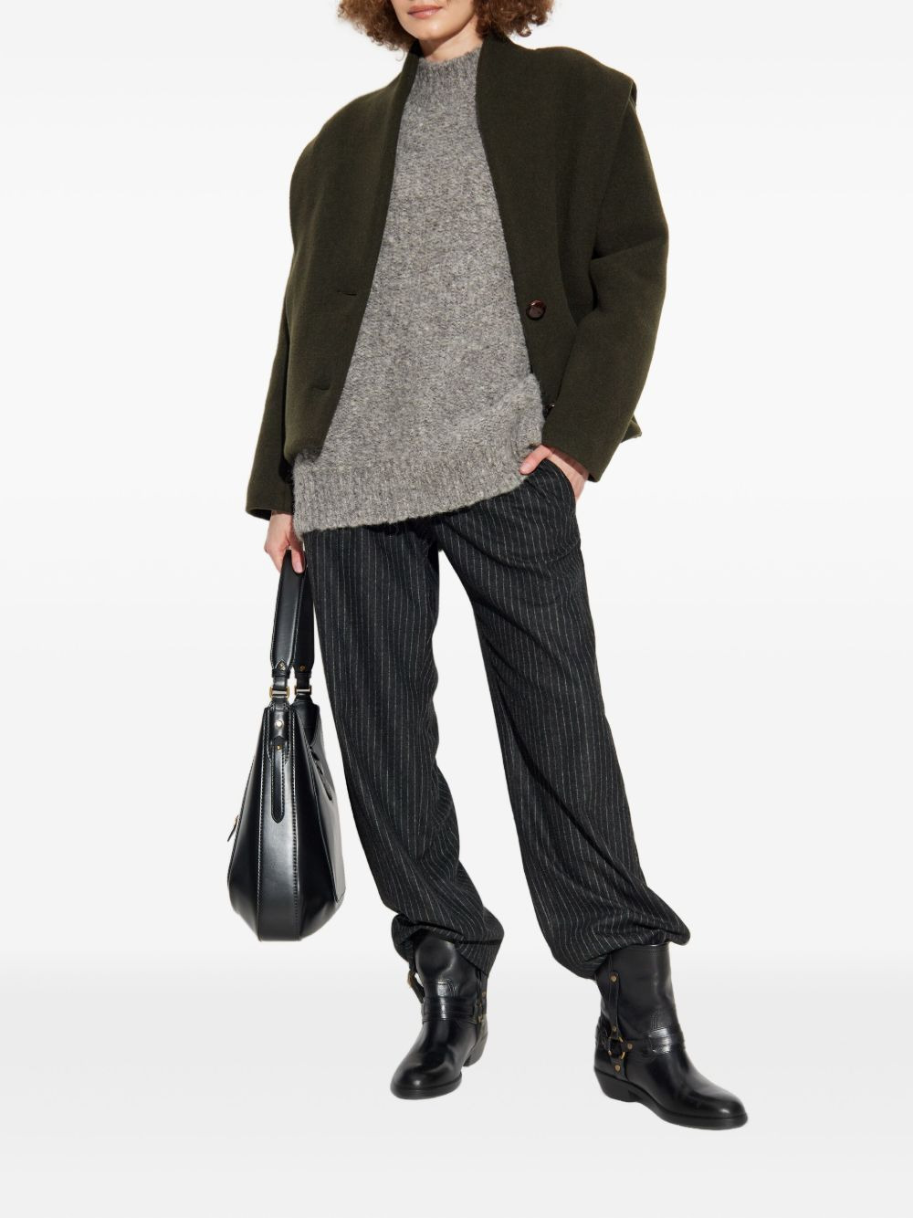 padded-shoulder wool coat - 2