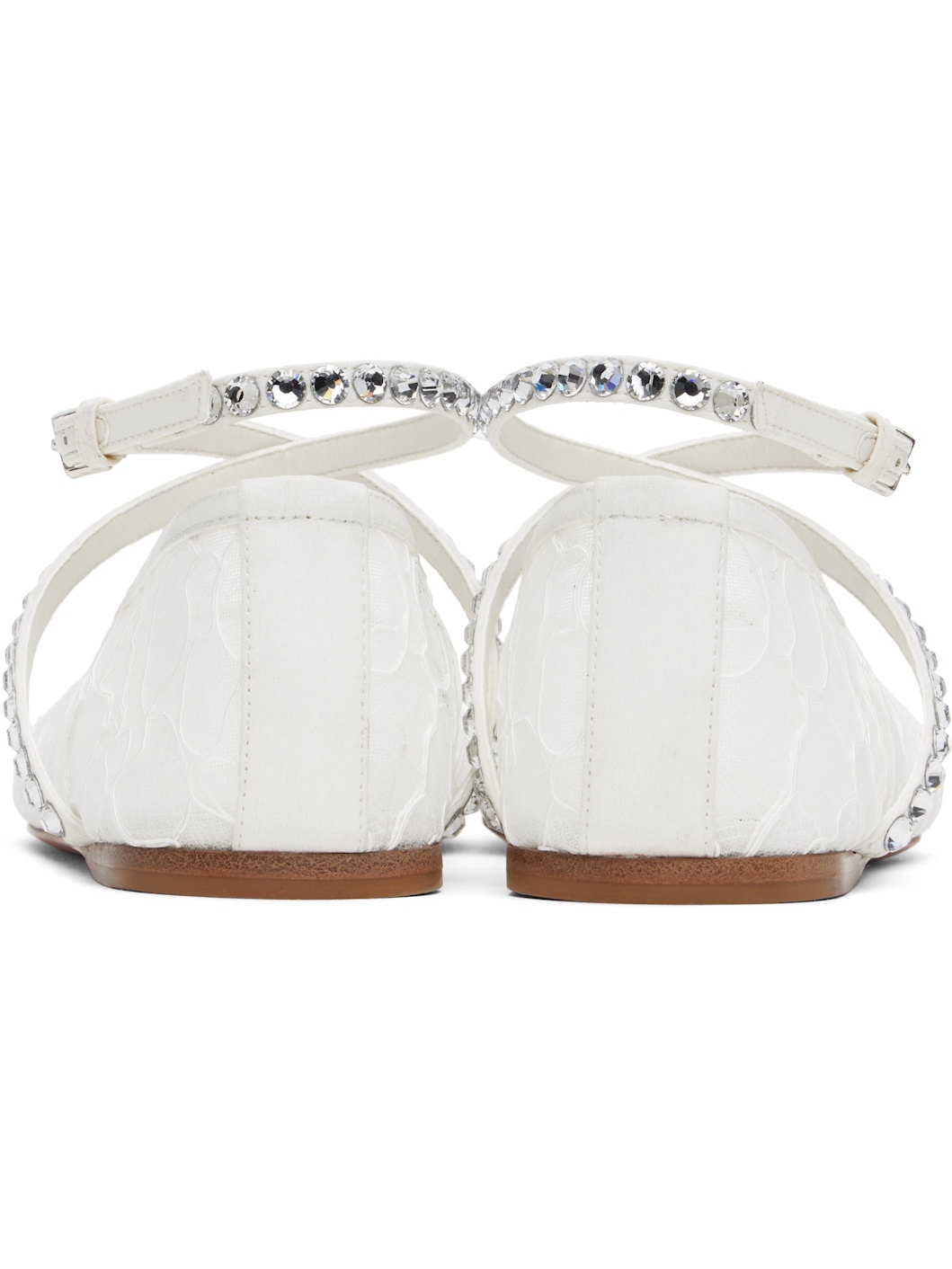 White Ane Lace Ballerina Flats - 2
