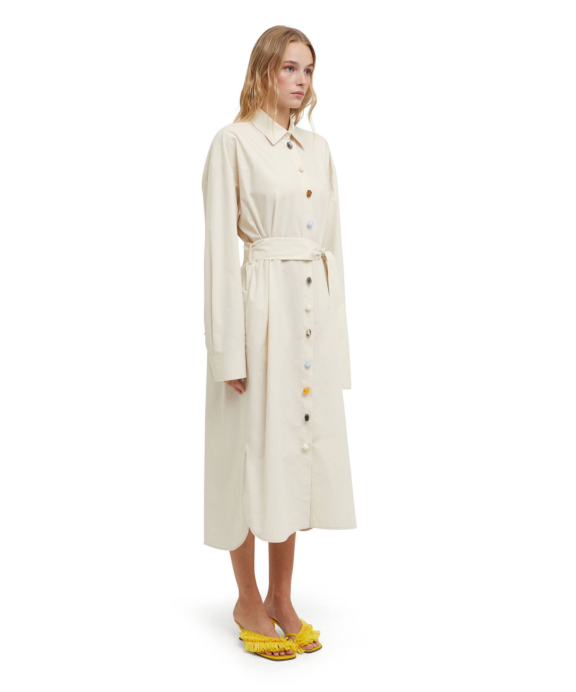 Poplin chemisier shirt dress with jewel stone application - 4
