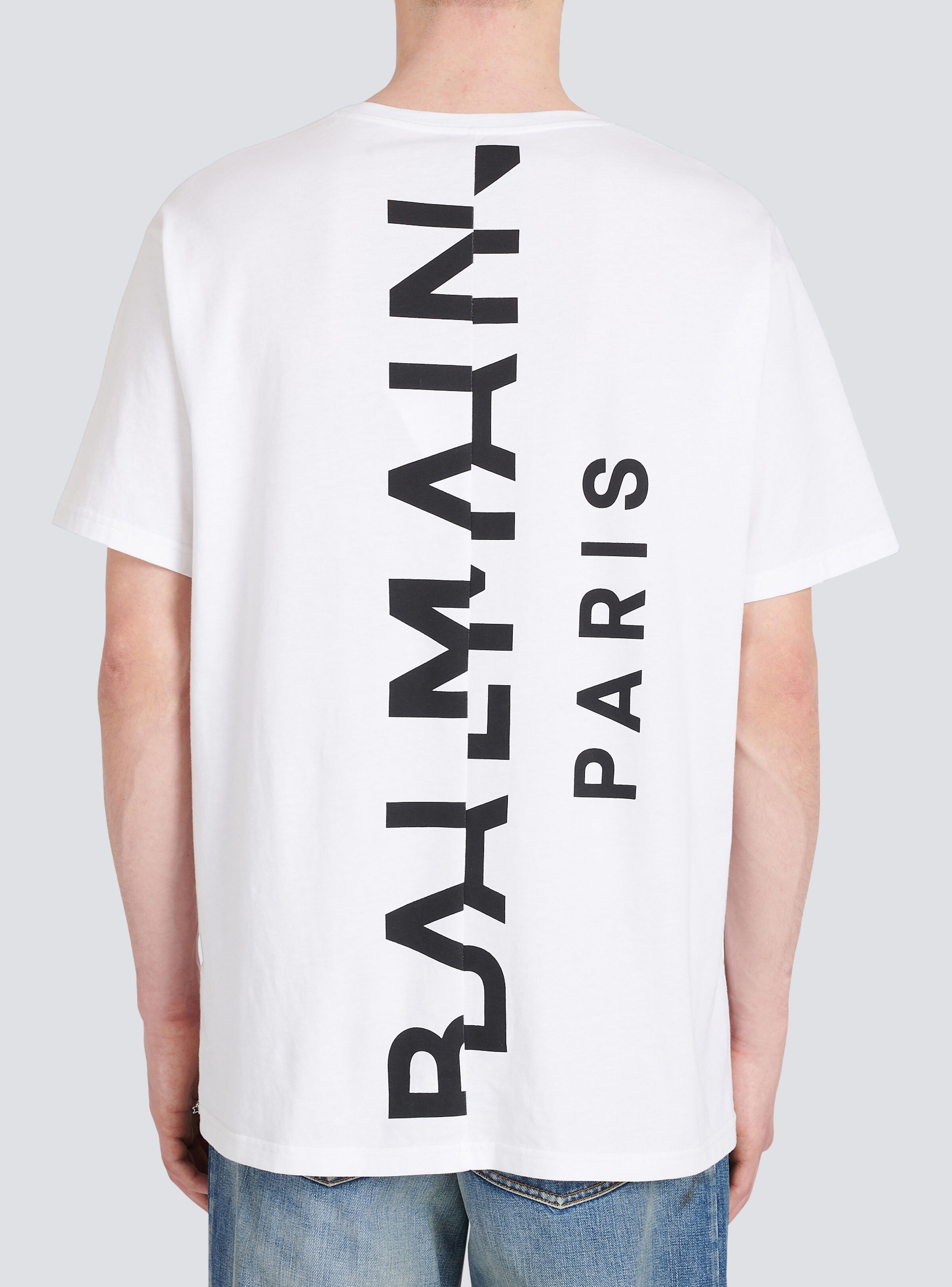 Oversized cotton T-shirt with maxi Balmain logo print - 8