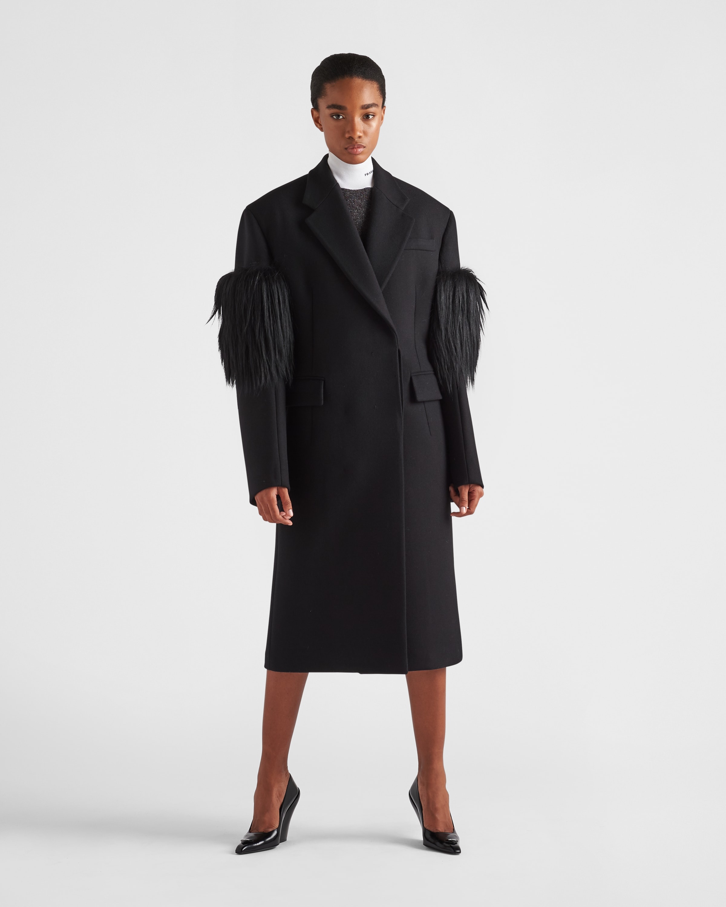 Double-breasted cloth and mohair coat - 2