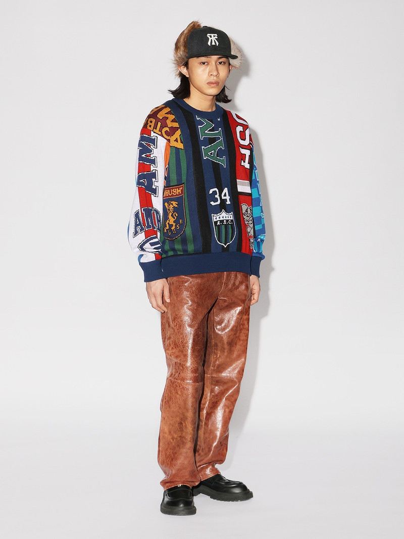 MULTI SOCCOER SCARF KNIT CREWNECK 7