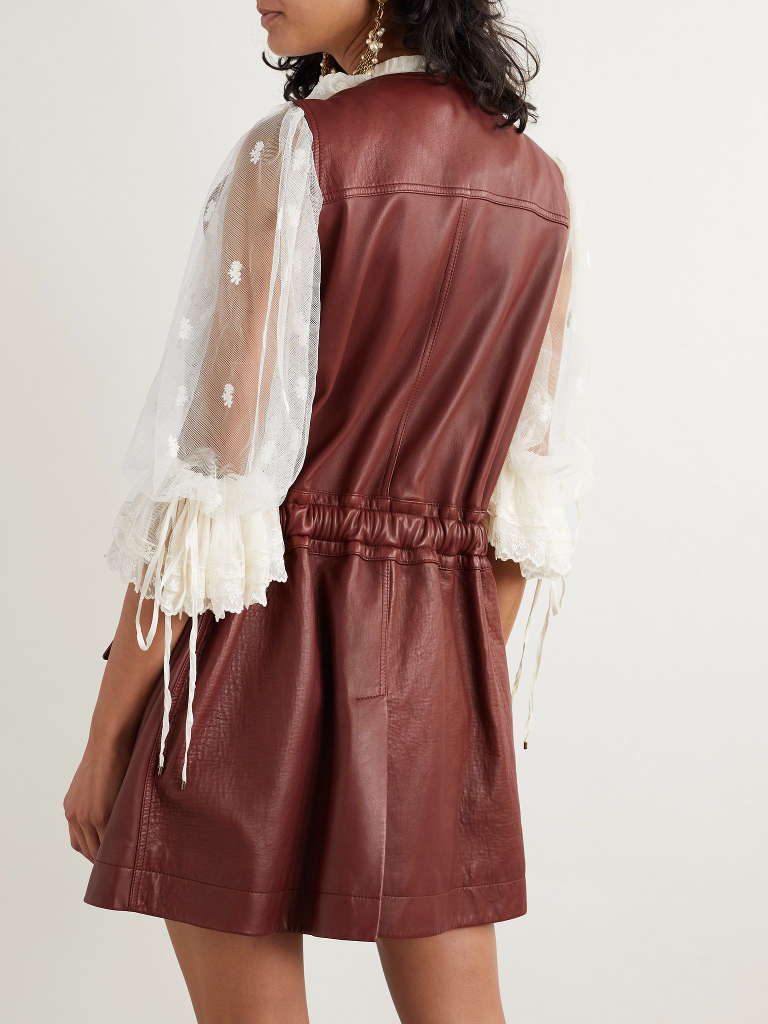 Buckled leather vest Brown - 4