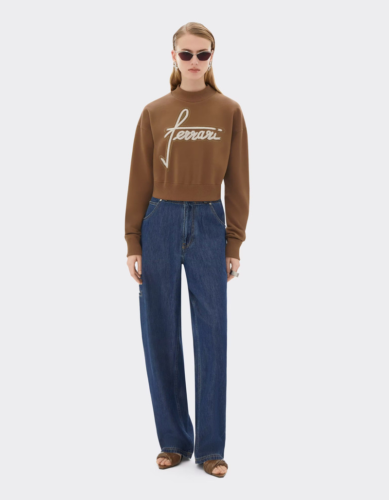 Ferrari Cotton Crew-neck Sweatshirt with Embroidery outlook
