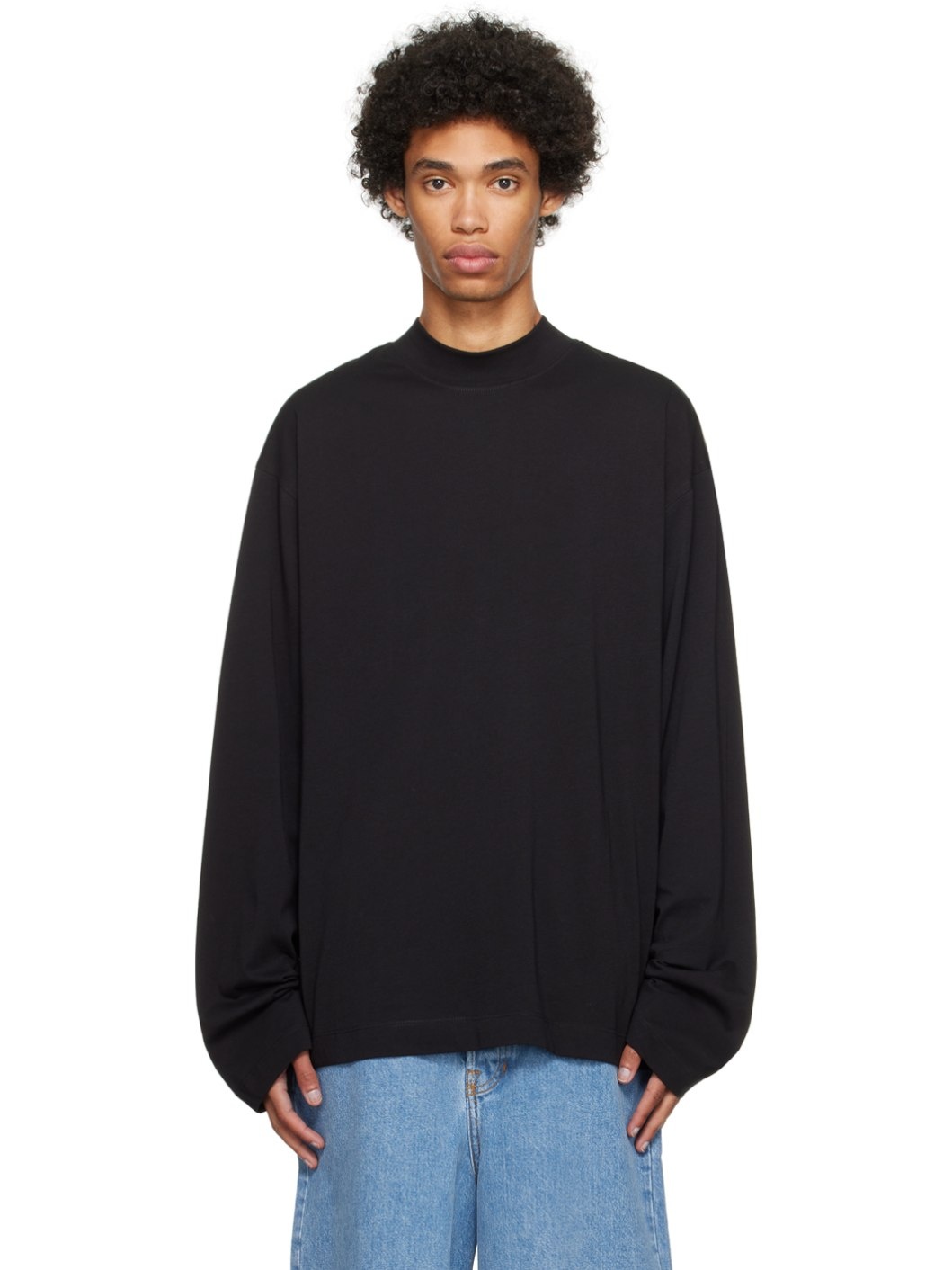 Black Mock Neck Sweater - 1