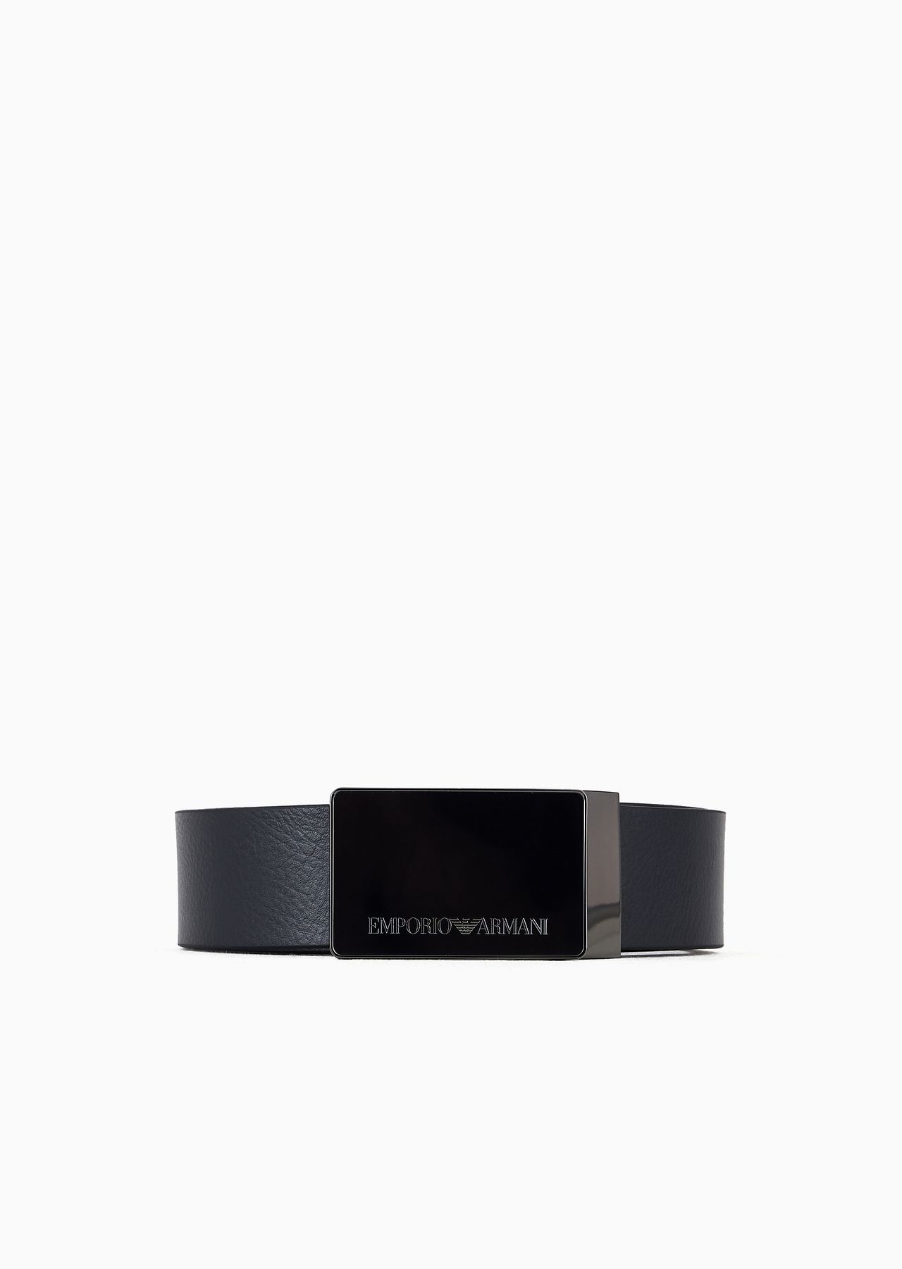 Pebbled leather belt with plate - 1