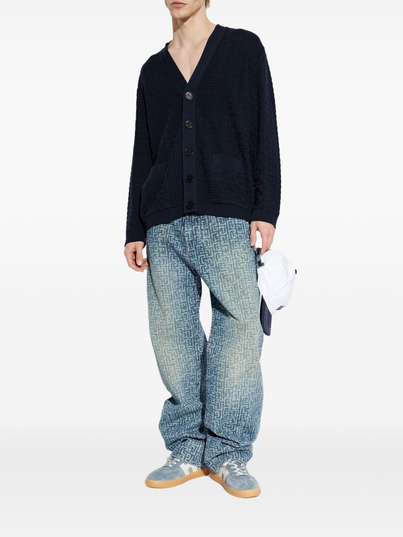 Balmain jacquard V-neck cardigan outlook