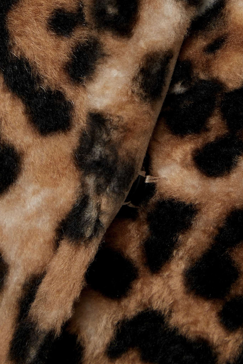 Reversible belted leopard-print shearling coat 5