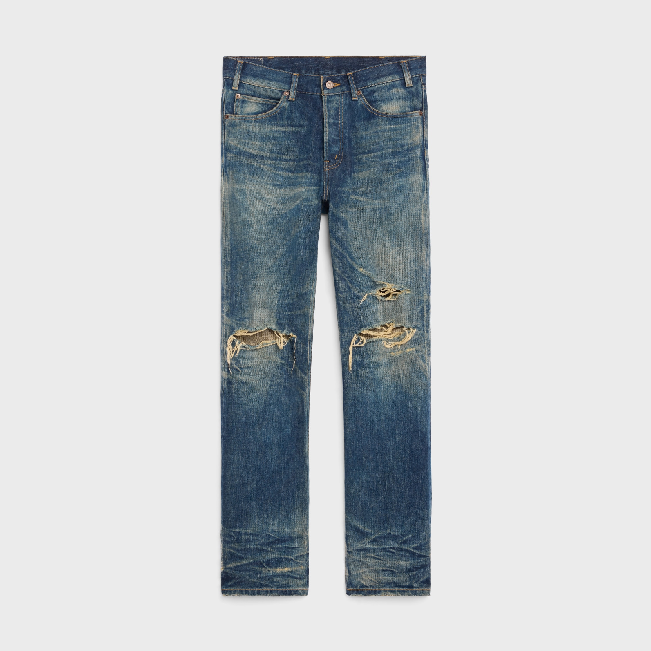 kurt jeans in destroyed blue marble denim - 1