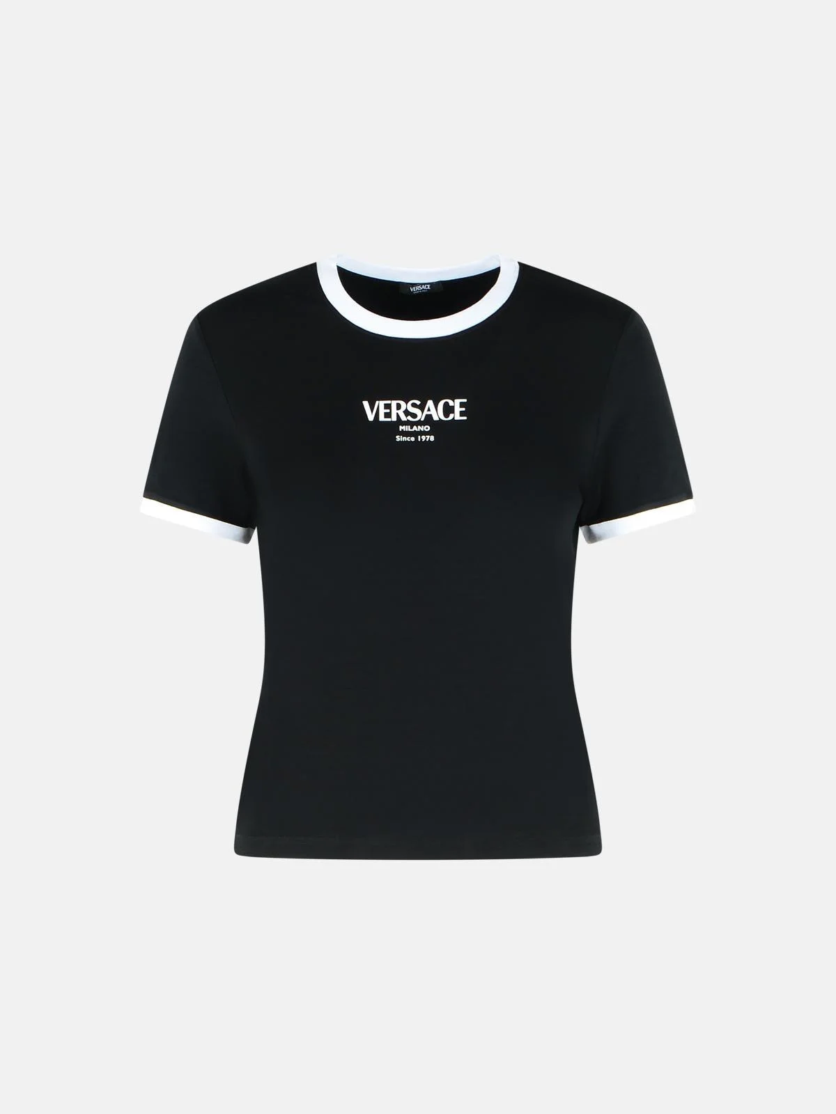 BLACK VISCOSE T-SHIRT - 1
