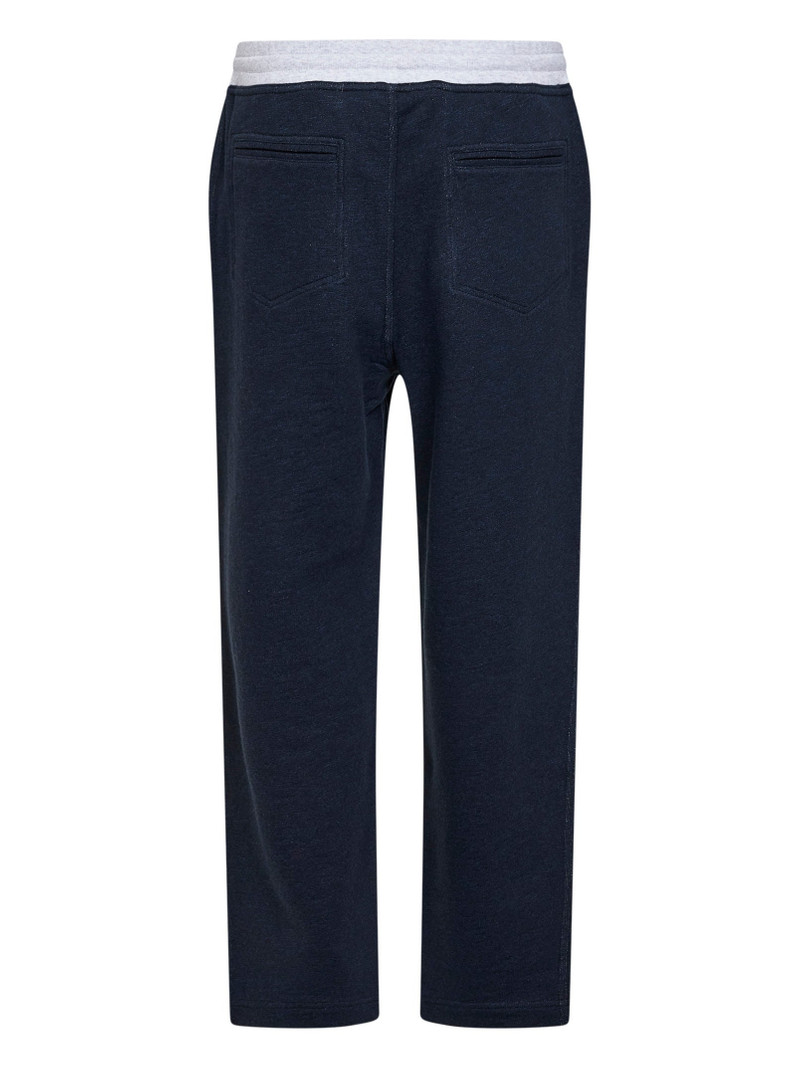 Brunello Cucinelli Navy blue cotton and linen jogger trousers outlook