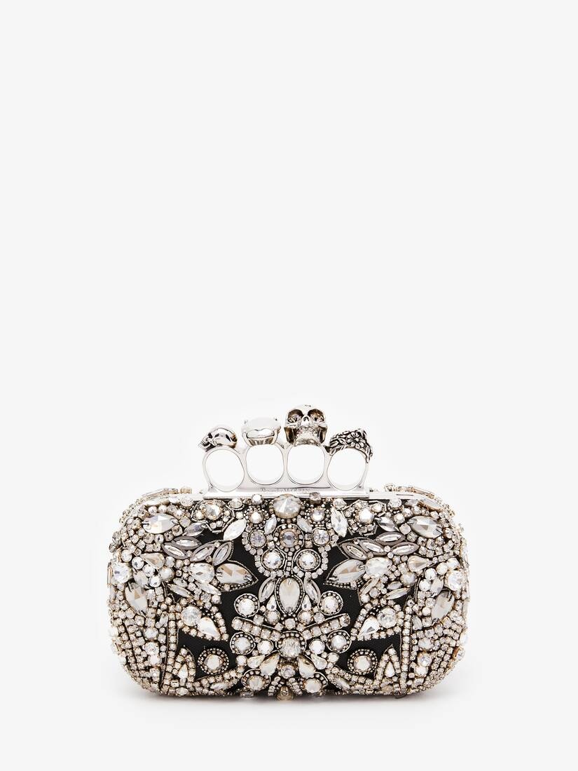 Women's Victorian Jewel Knuckle Clutch in Silver - 1