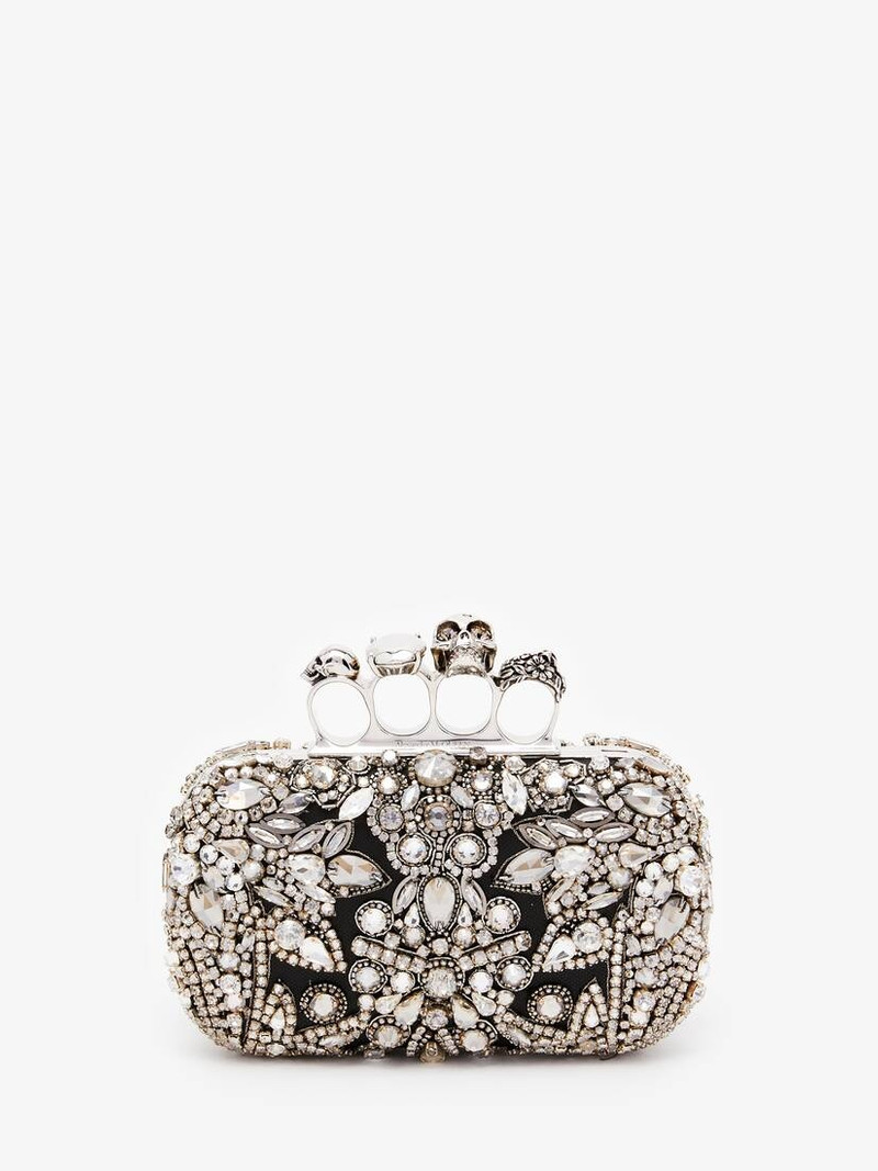Women's Victorian Jewel Knuckle Clutch in Silver 1