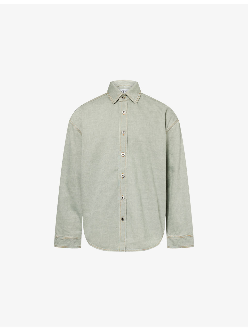 Curved-Hem Relaxed-Fit Denim Shirt - 1