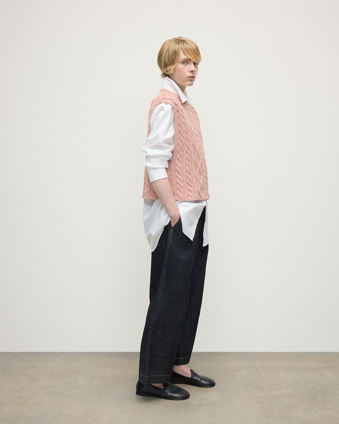 Aran Cable Pink Cashmere Tank - 3