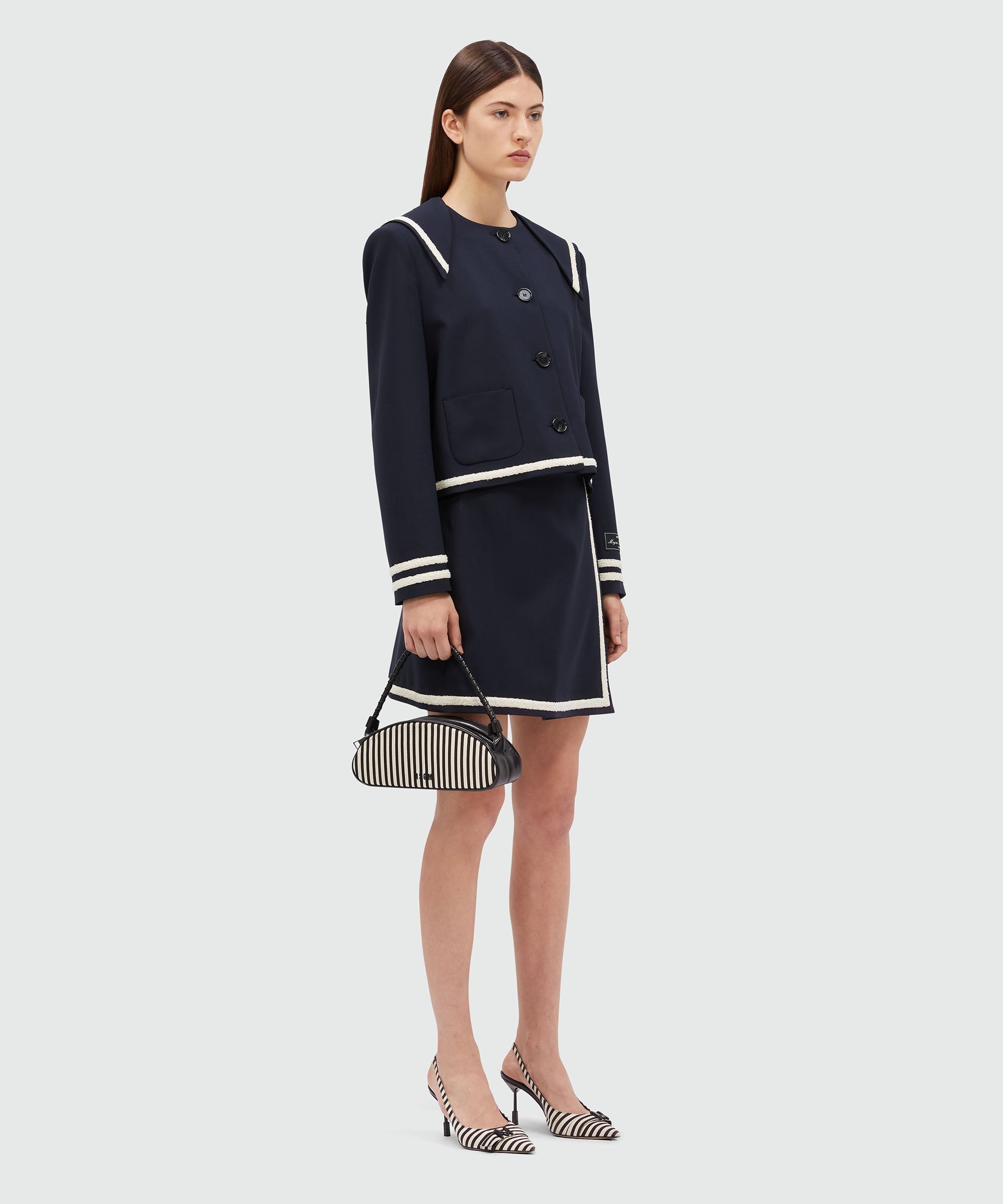 MSGM Tailoring navy blue cool wool peacoat - 4