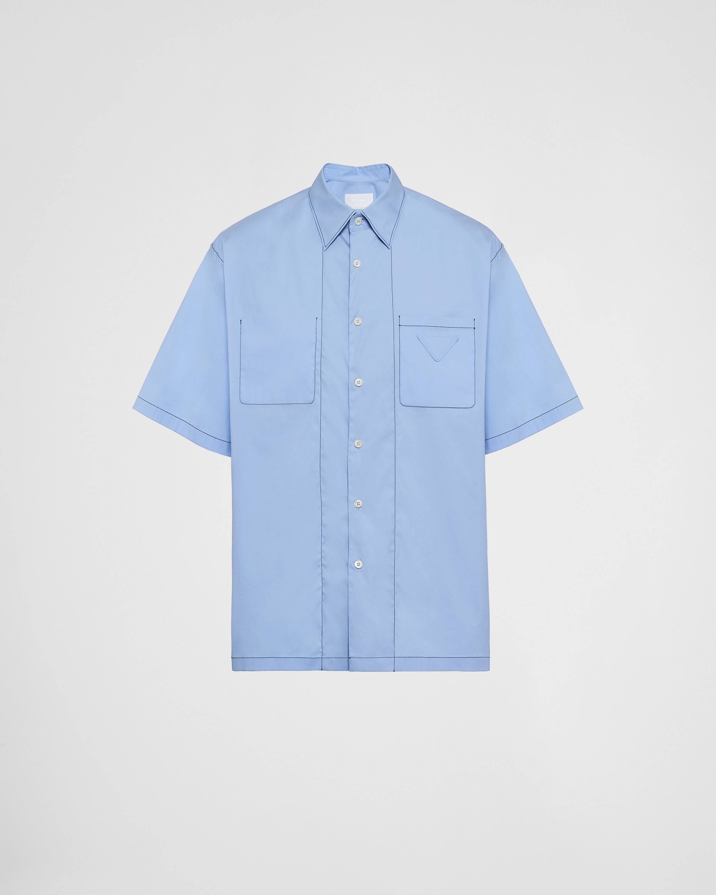 Short-sleeved stretch cotton shirt - 1
