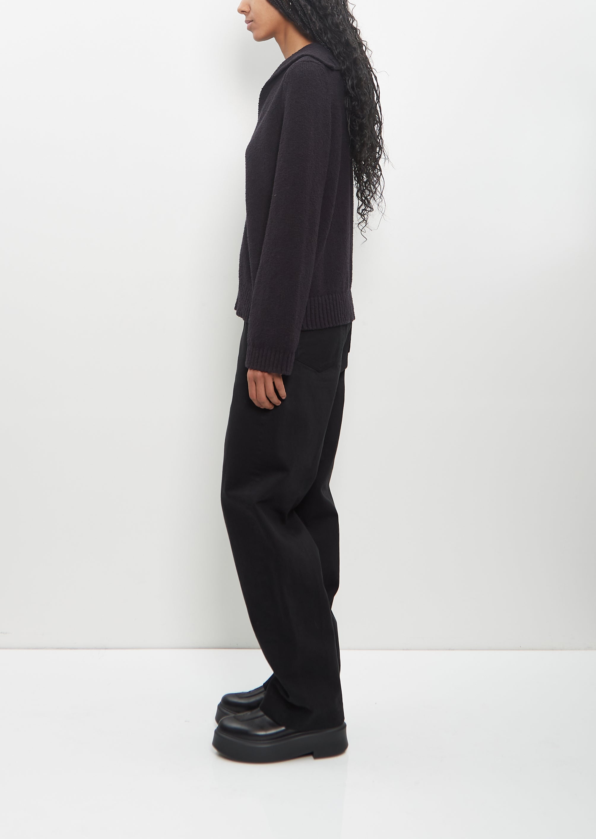 Cotton Bahia V Neck Sweater — Black - 2