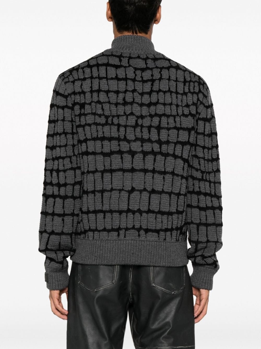 intarsia-knit zip-front sweatshirt - 4