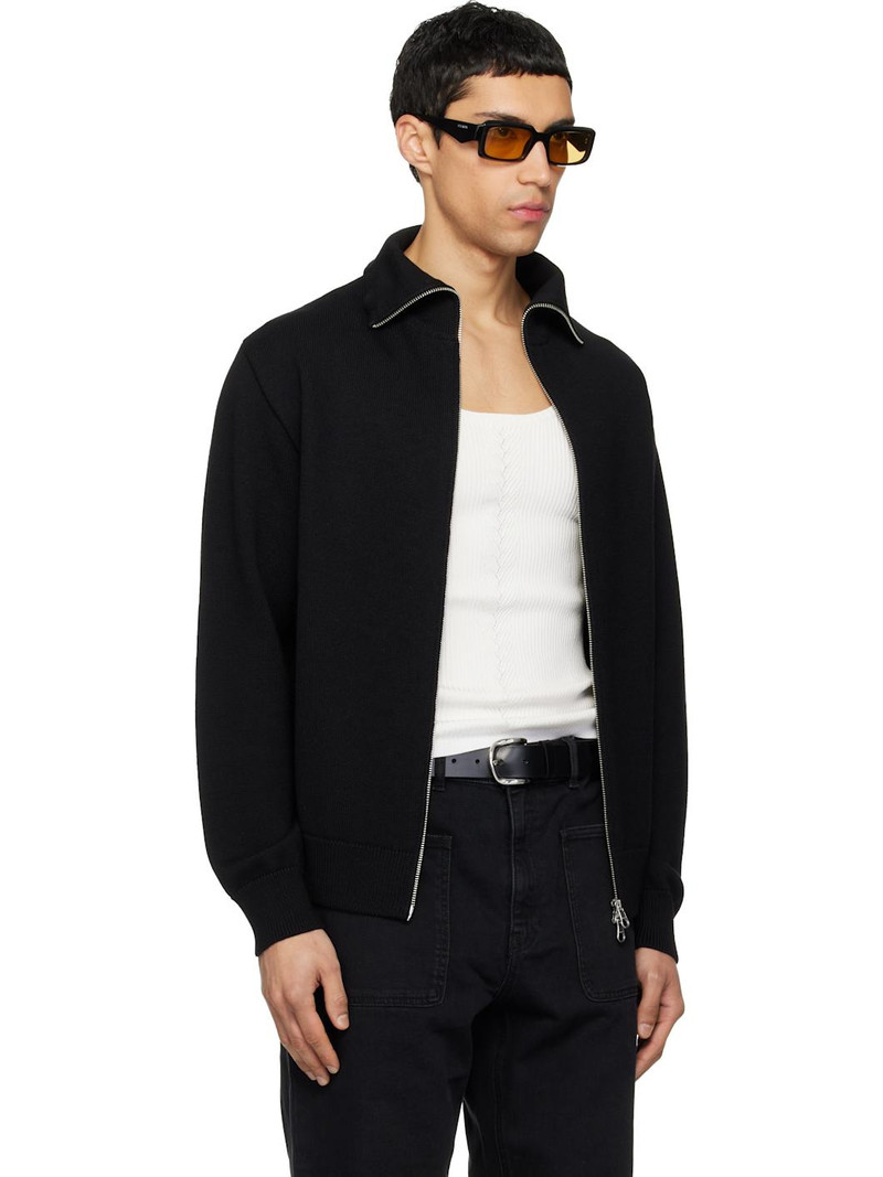 Black Zipped Wool Cardigan 2
