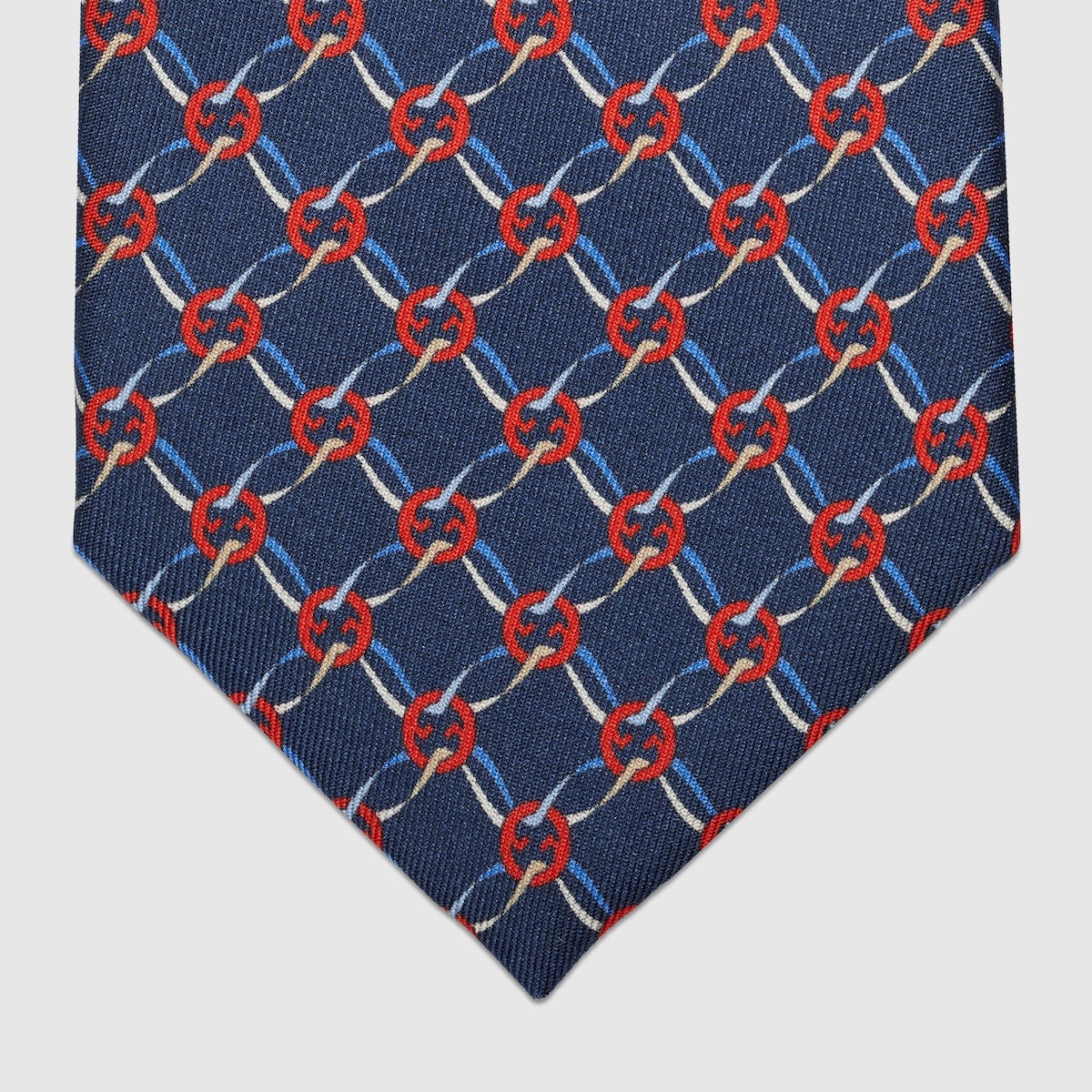 Round Interlocking G net silk tie - 4
