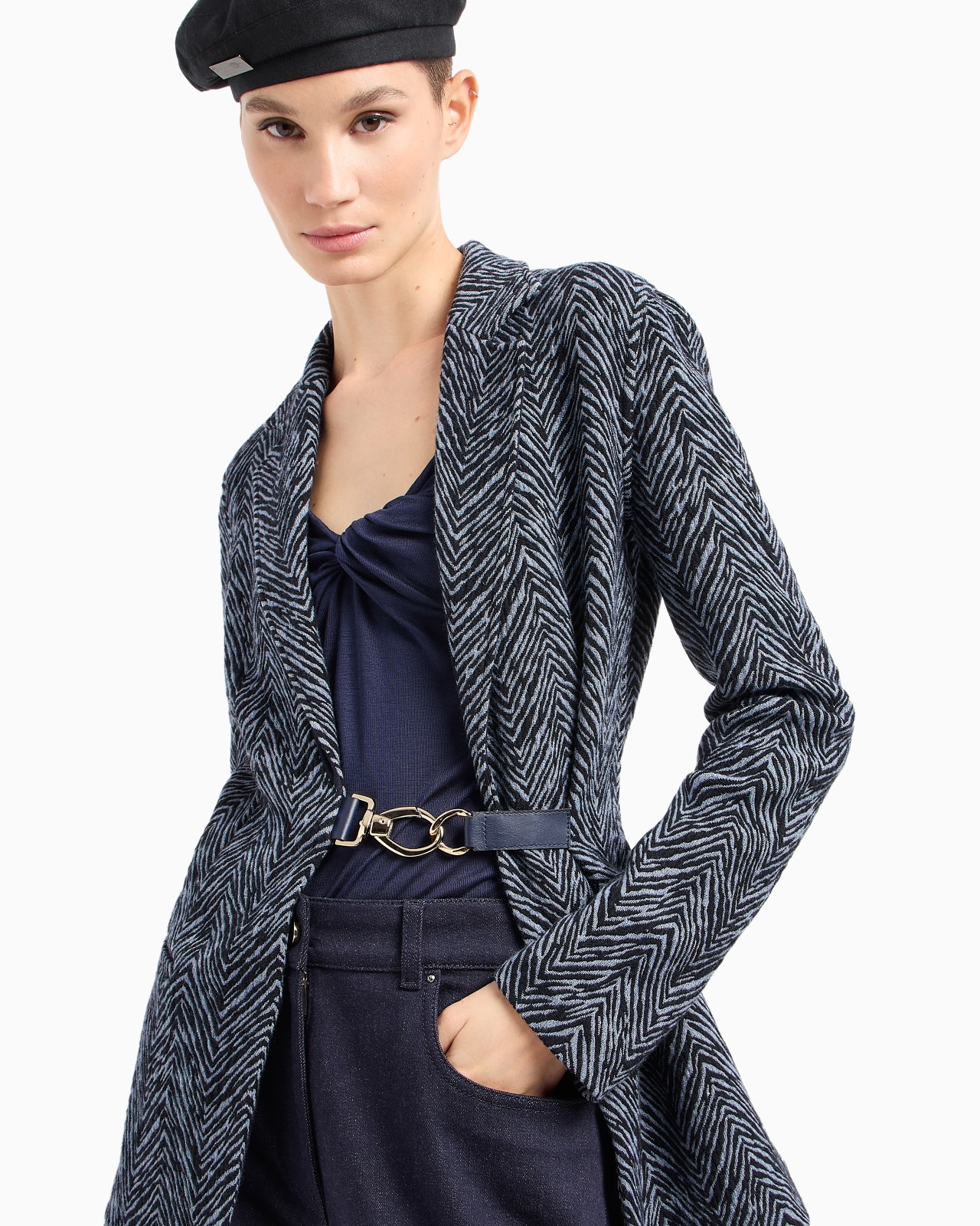 Single-breasted jacket in viscose jacquard and jersey cashmere - 6
