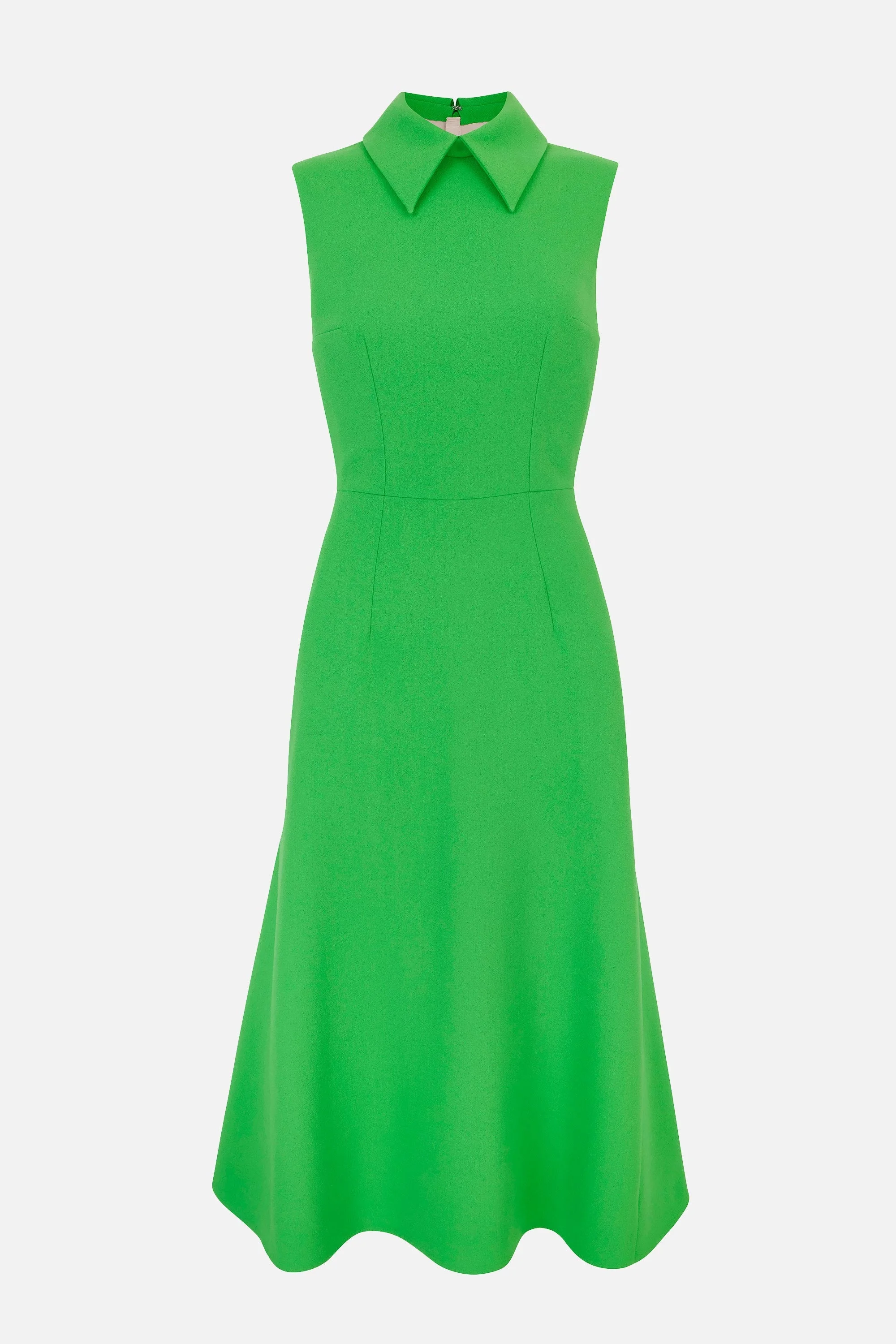 Leontine Dress In Fresh Green Single Wool Crepe - 1