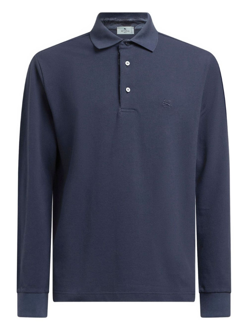 logo-embroidery long-sleeve polo shirt 1