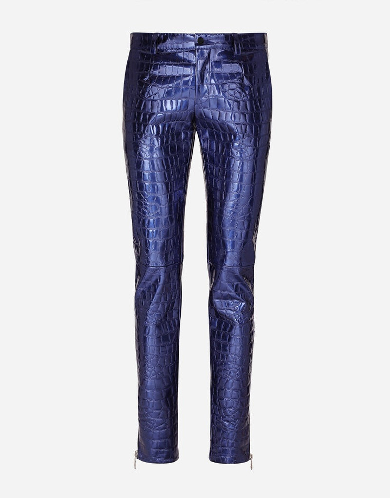 Alligator-print technical fabric pants 1