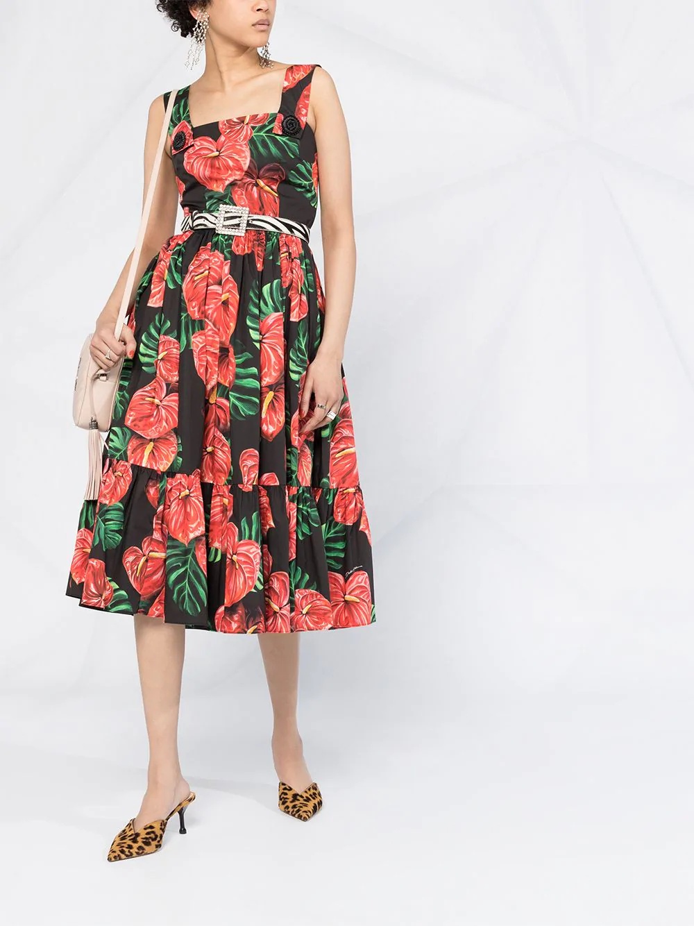 laceleaf print midi dress - 2