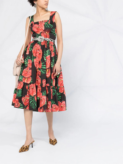 Dolce & Gabbana laceleaf print midi dress outlook