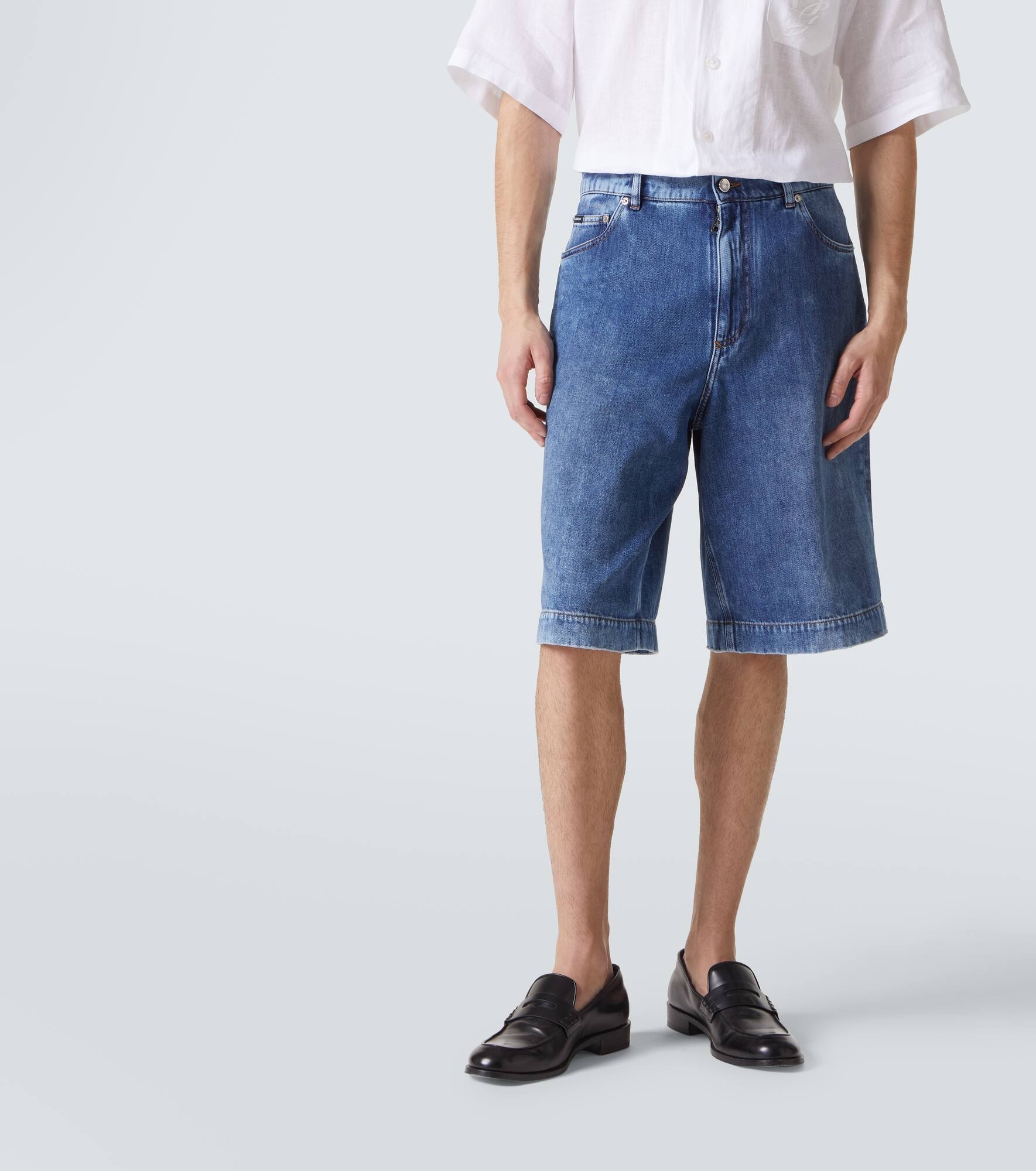 Logo denim Bermuda shorts - 3