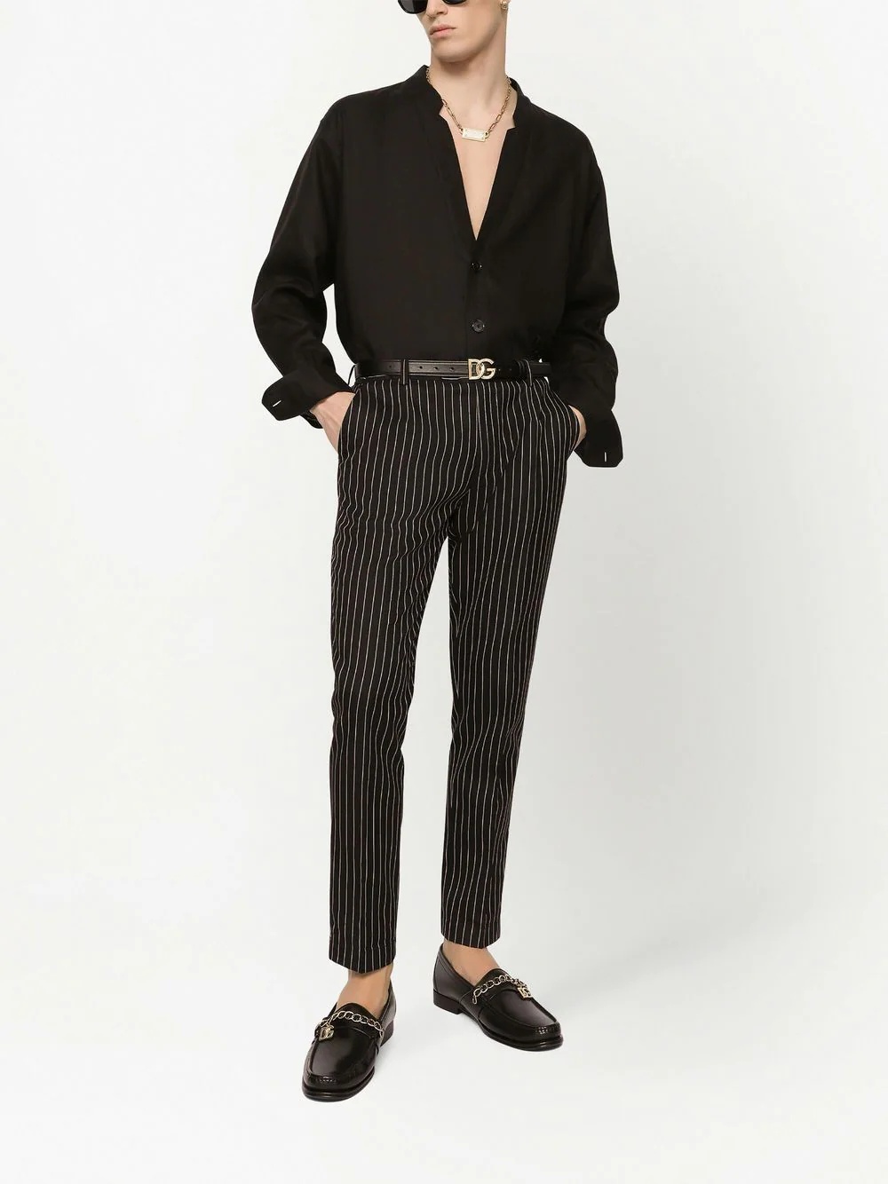 pinstripe jacquard tailored trousers - 2