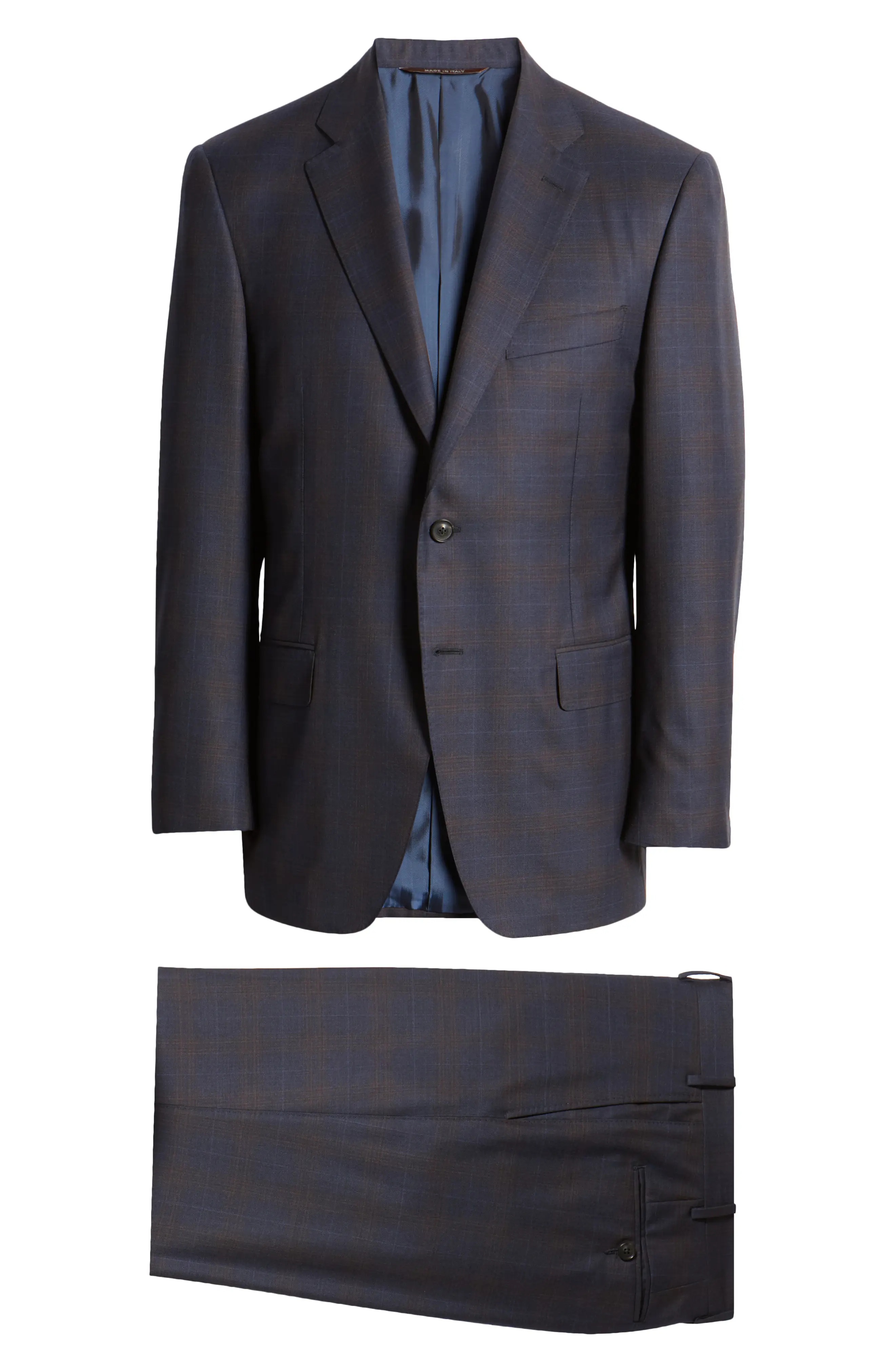 Regular Fit Plaid Wool Suit - 8