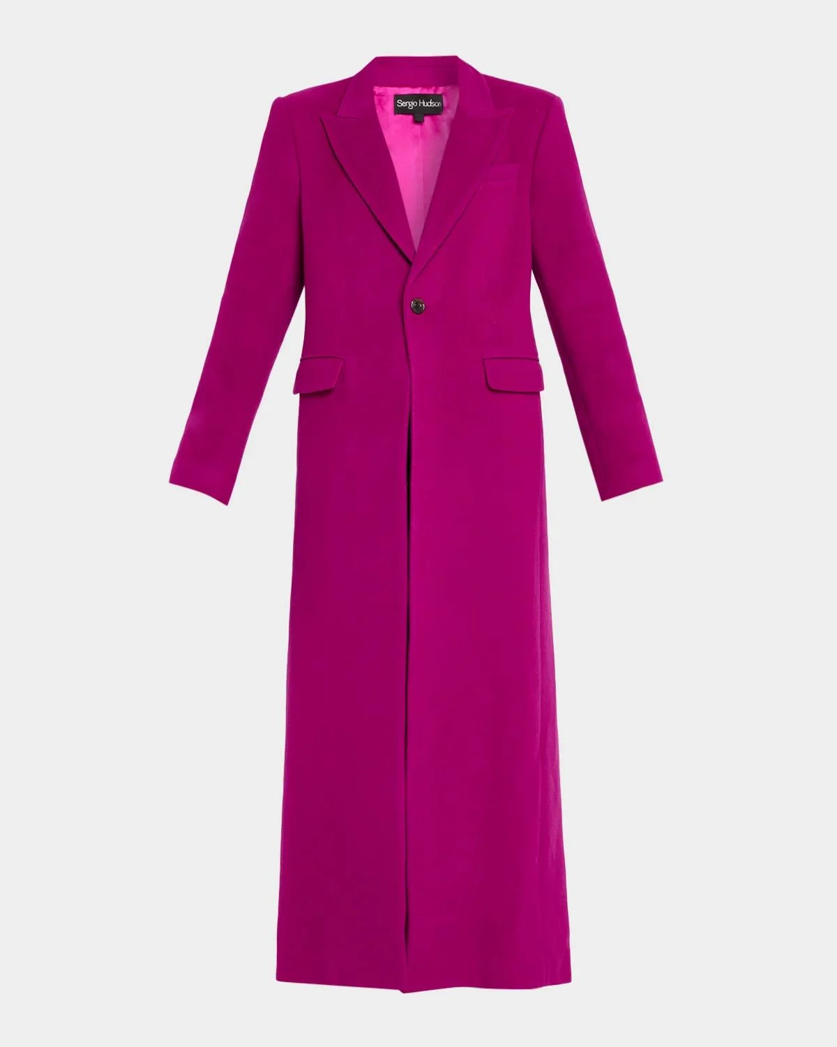 Single-Breasted Teddy Boucle Long Coat - 1
