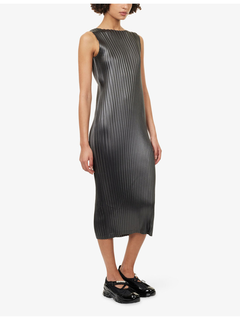 ISSEY MIYAKE Glossed Metal Pleats Knitted Maxi Dress outlook