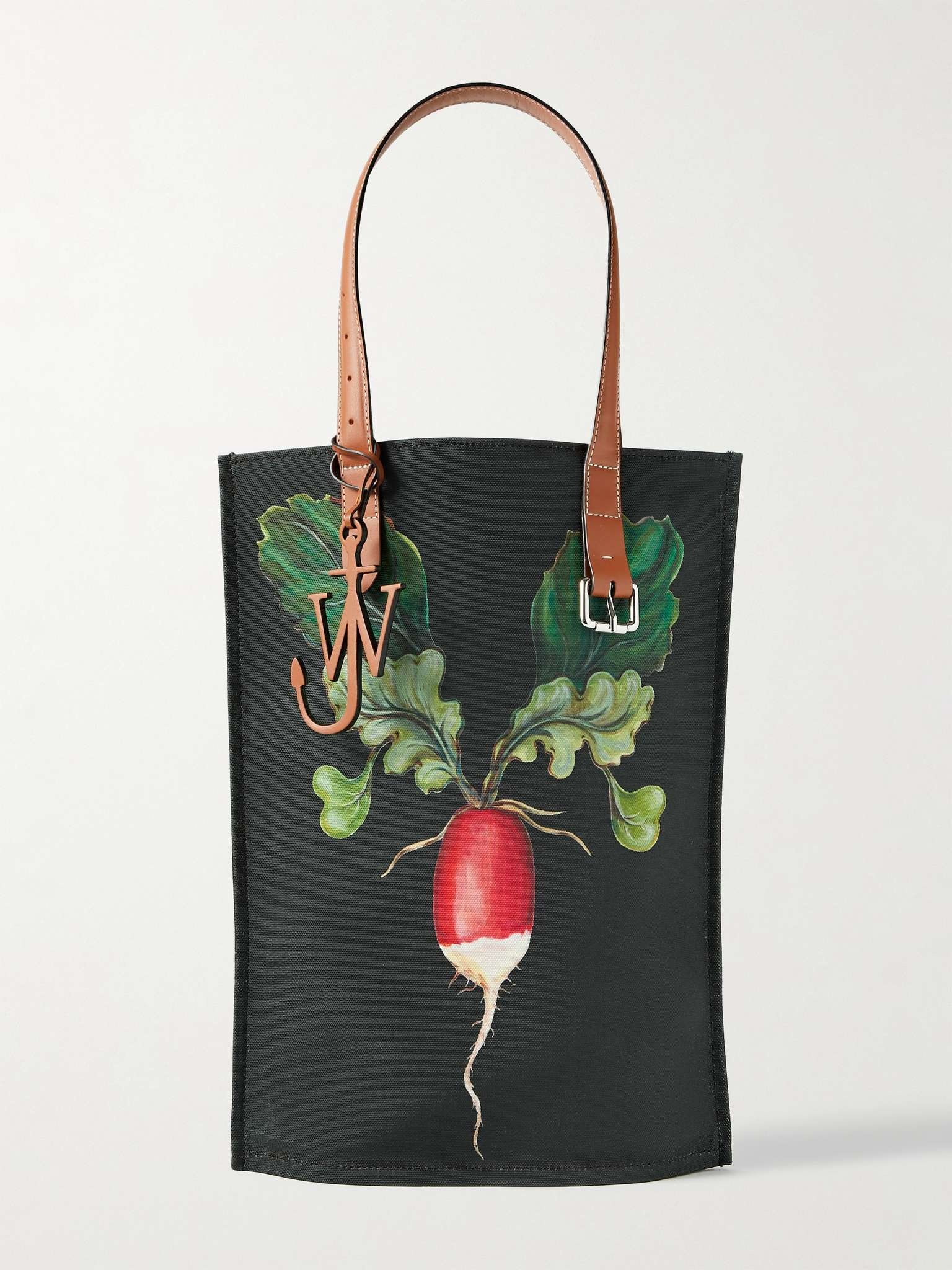 Leather-Trimmed Printed Canvas Tote Bag - 1