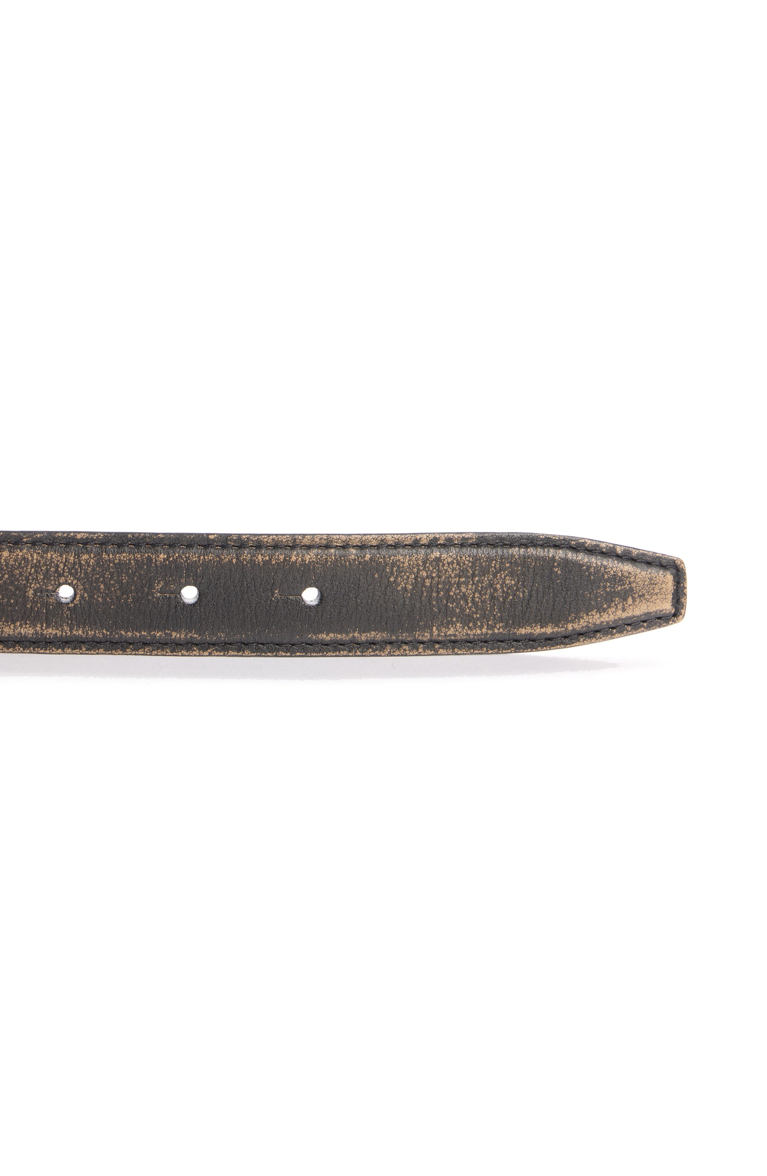 Acne Studios 1996 Logo Plaque Vintaged Leather Belt in Dark Brown/Beige at Nordstrom - 2