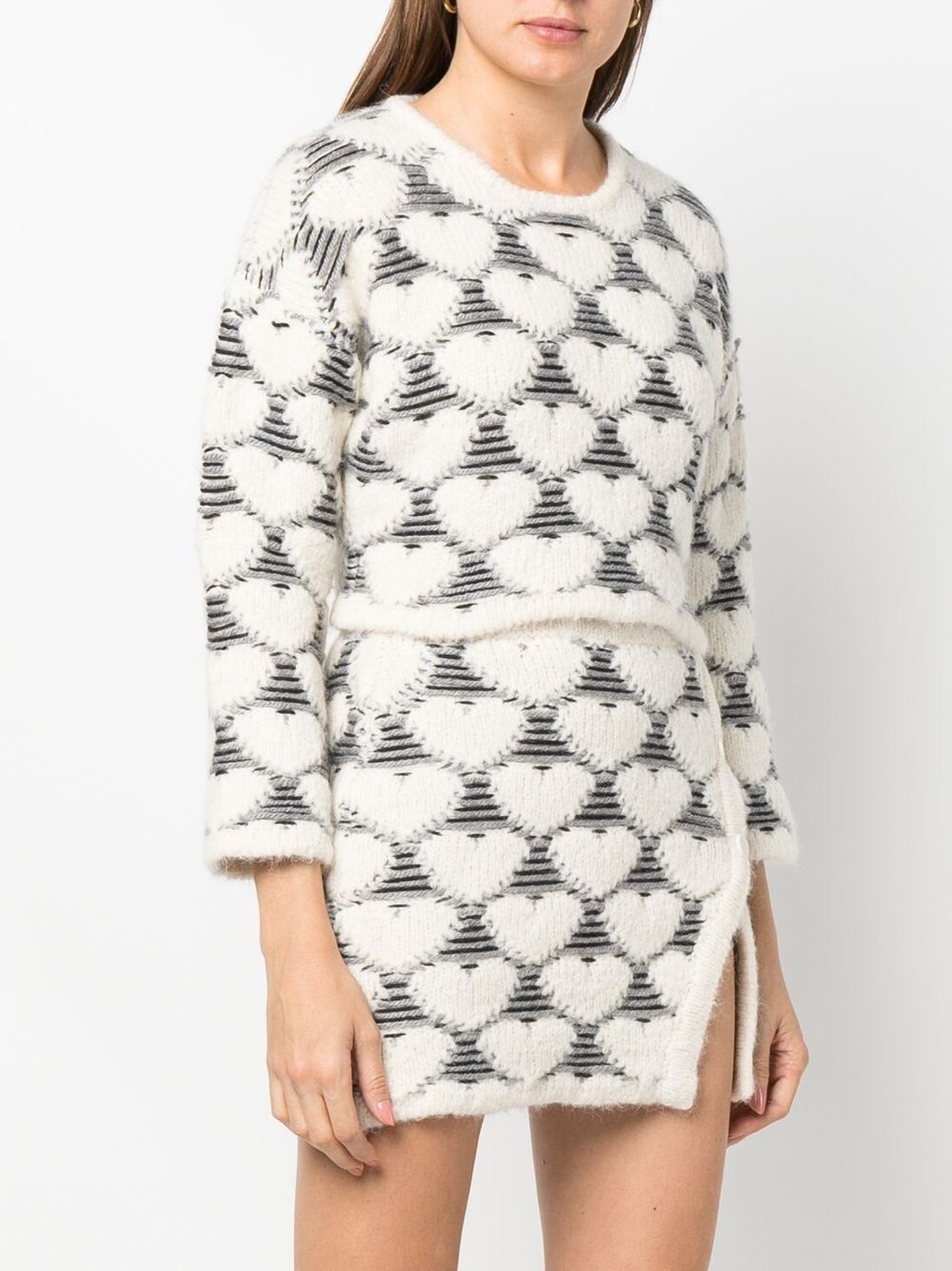 jacquard-knit heart cropped jumper - 3