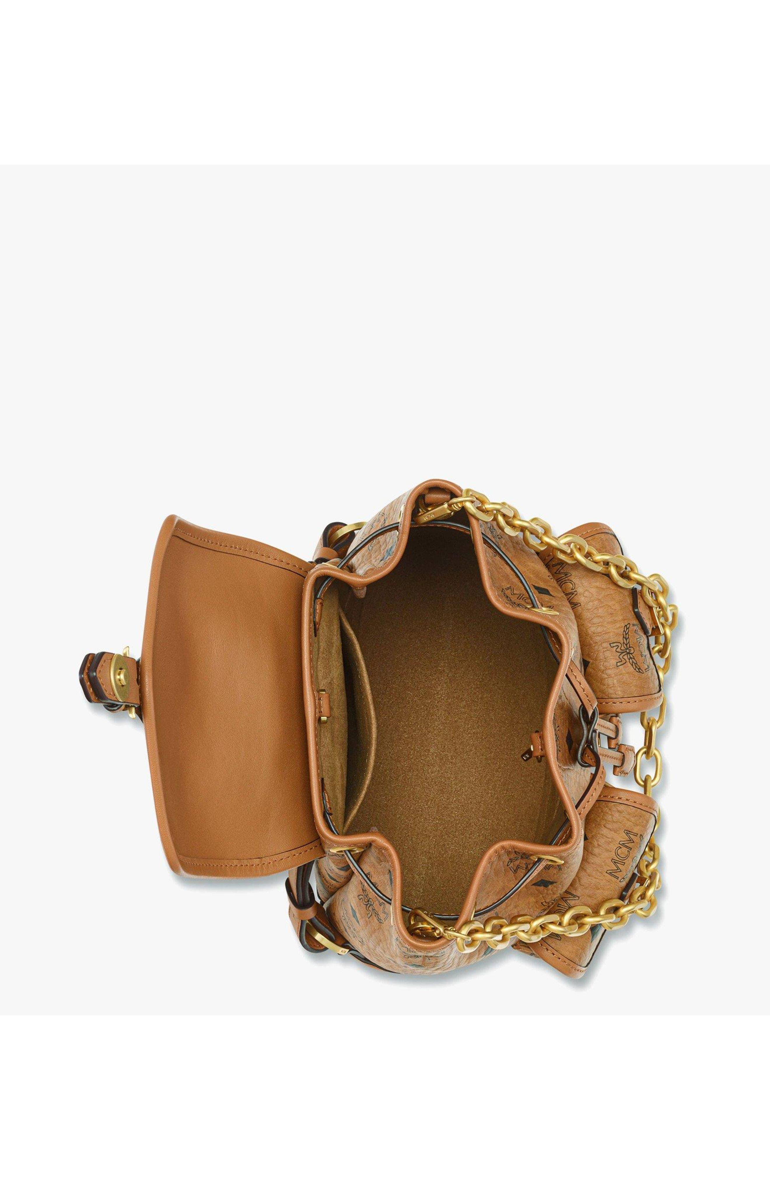 MCM Mini Aren Drawstring Backpack in Visetos in Brown at Nordstrom - 3